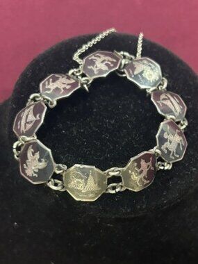 SIAM Sterling Silver Neilloware Octagon Panel Link BRACELET